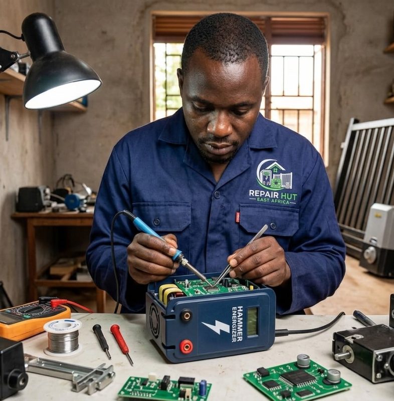 Repair Hut EA is Kenya's premier repair centre for electric fence energizers and security power systems. We are based on Luthuli Avenue in Nairobi's central business district — one of the most accessible locations in the city — making it easy for clients from Nairobi and upcountry to bring in their equipment for expert servicing. We were founded with one mission: to give property owners, security companies, farms, and institutions across Kenya and East Africa a reliable, specialist repair service they can trust. Too often, security systems go down because energizers and power components fail, and there is no fast, affordable, expert solution nearby. Repair Hut EA fills that gap. What Makes Us Different At Repair Hut EA, we do not offer general electronics repair. We are specialists. Our entire operation is built around electric fence systems, energizers, gate motors, and related security infrastructure. This focused expertise means our technicians understand the intricate electronics of JVA, Stafix, Gallagher, and Hammer energizers at a level that general repair shops simply cannot match. We use genuine manufacturer-compatible parts, follow manufacturer specifications during all repairs, and test every unit thoroughly before returning it to the client. Whether you bring us a simple Stafix home energizer or a complex Gallagher commercial unit, you can trust it will leave our workshop in optimal working condition.